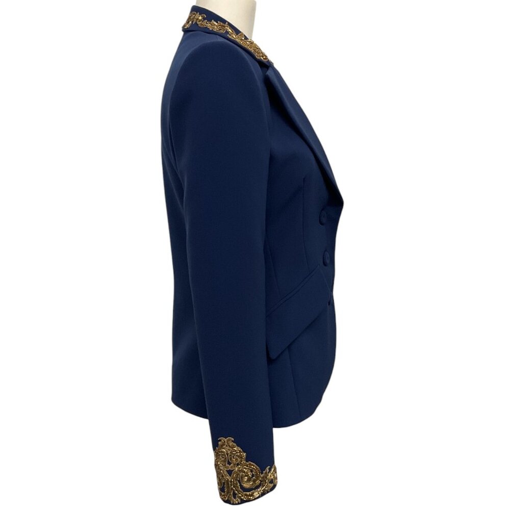 Moschino Couture Navy Blue Blazer with Gold Metal Embroidery - Picture 2 of 4